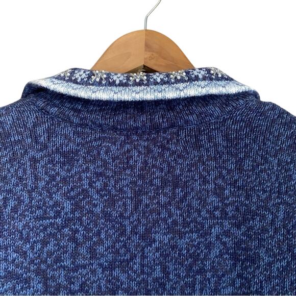 Heirloom Collectible Holiday Sweater Jacket Blue Snowflake Zip Up Size XL Beaded - Picture 9 of 11